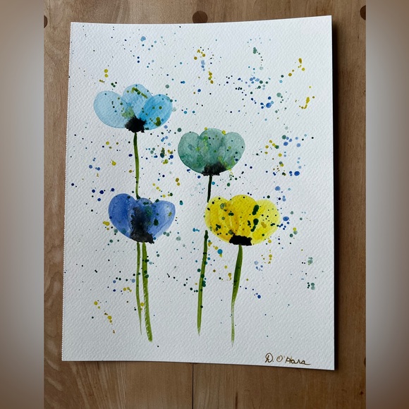Beautiful Handpainted abstract watercolour flowers - Picture 1 of 1